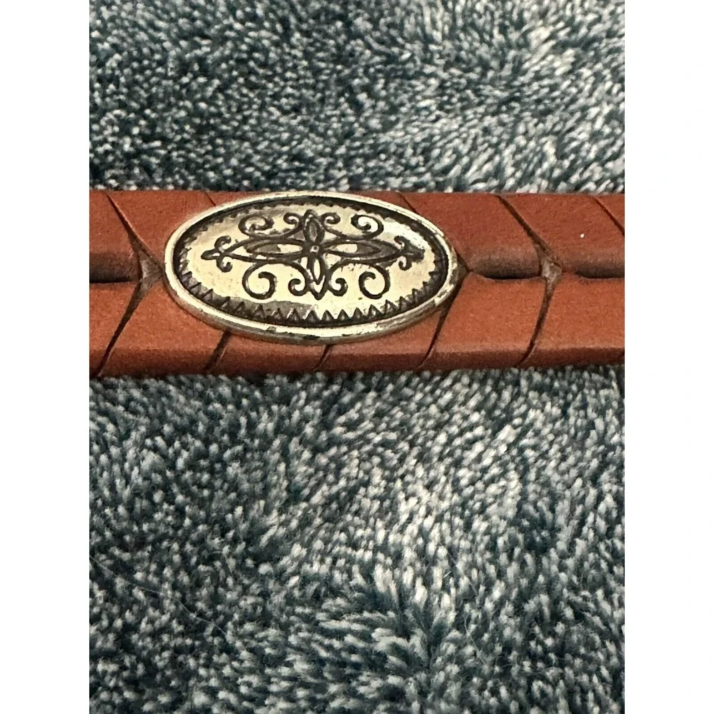 Brighton Belt Braided Brown Leather 5‎ Medallions Plus Buckle Western S VTG